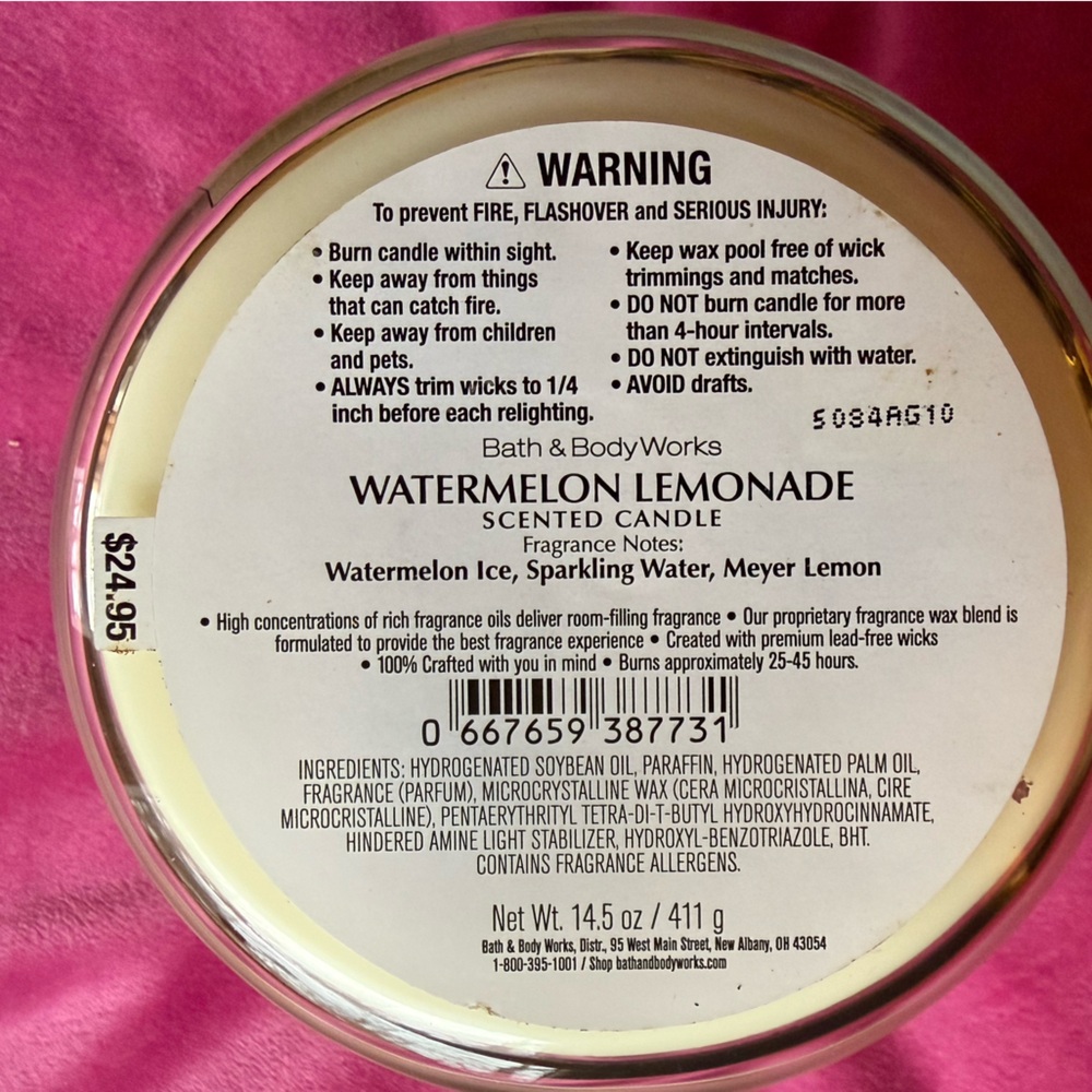 Bath & Body Works Watermelon Lemonade 3 Wick Candle - - Picture 5 of 5